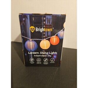 Lantern String Lights Outdoor, 4th of July 8.5 Ft Red White Blue